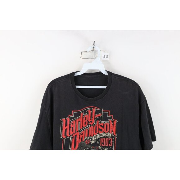 Vintage Y2K Harley Davidson Mens Medium Faded Satan Devil Motorcycle T-Shirt - Picture 2 of 14